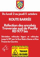 Dviation / route barre ui 2 au 5 octobre